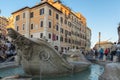 Amazing Sunset view of Spanish Steps and Piazza di Spagna in city of Rome, Italy Royalty Free Stock Photo