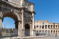 Amazing view of Arch of Constantine near Colosseum in city of Rome, Italy Royalty Free Stock Photo