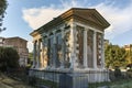 ROME, ITALY - JUNE 22, 2017: Amazing view of Temple of Portunus in city of Rome