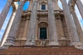 Rome, Italy - 24 June 2018:The ancient ruins of  Temple of Antoninus and Faustina at Palatine Hills, Roman Forum in Rome Royalty Free Stock Photo