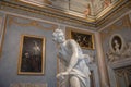 Baroque marble sculpture David by Bernini 1623-1624 in Galleria Borghese