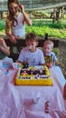 Rome Italy, June 17, 2023. birthday.cake with candles 10 years Royalty Free Stock Photo