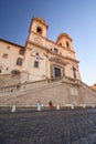 Church of Trinita dei Monti, an iconic landmark at the top of the Spanish Steps Royalty Free Stock Photo