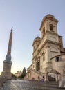 Church of Trinita dei Monti, an iconic landmark at the top of the Spanish Steps in Piazza di Spagna Royalty Free Stock Photo