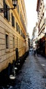 Rome, Italy, June 2, 2017 Rome typical street with ancient pavement