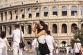 Rome, Italy - June 27, 2010: A girl takes pictures in Rome