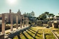 ROME, ITALY - JUNE 5, 2016: Imperial Fora, archeological ruins