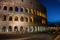 Rome, Italy - 24 June 2018: Night at the Great Roman Colosseum (Coliseum, Colosseo), also known as the Flavian Amphitheatre with Royalty Free Stock Photo