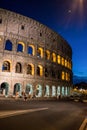 Rome, Italy - 24 June 2018: Night at the Great Roman Colosseum (Coliseum, Colosseo), also known as the Flavian Amphitheatre with Royalty Free Stock Photo