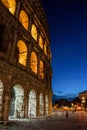 Rome, Italy - 24 June 2018: Night at the Great Roman Colosseum (Coliseum, Colosseo), also known as the Flavian Amphitheatre with Royalty Free Stock Photo