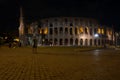 Rome, Italy - 24 June 2018: Night at the Great Roman Colosseum (Coliseum, Colosseo), also known as the Flavian Amphitheatre with Royalty Free Stock Photo