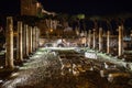 ROME, ITALY - JUNE 6, 2016: Night view of Imperial Fora