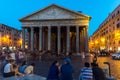 Night view of Pantheon and Piazza della Rotonda in city of Rome, Italy Royalty Free Stock Photo