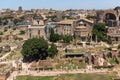 Panoramic view from Palatine Hill to ruins of Roman Forum in city of Rome, Italy Royalty Free Stock Photo