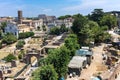 ROME, ITALY - JUNE 24, 2017: Panoramic view from Palatine Hill to ruins of Roman Forum in city of Rome Royalty Free Stock Photo