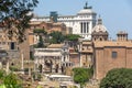 Panoramic view from Palatine Hill to ruins of Roman Forum in city of Rome, Italy Royalty Free Stock Photo