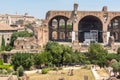 Panoramic view from Palatine Hill to ruins of Roman Forum in city of Rome, Italy Royalty Free Stock Photo