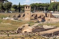 Panoramic view of ruins of Circus Maximus in city of Rome, Italy Royalty Free Stock Photo