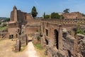 Panoramic view of ruins in Palatine Hill in city of Rome, Italy Royalty Free Stock Photo