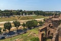 Panoramic view of ruins in Palatine Hill in city of Rome, Italy Royalty Free Stock Photo