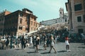 Panoramic view of the Spanish Steps on Piazza di Spagna in Rome Royalty Free Stock Photo
