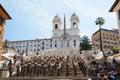 Panoramic view of the Spanish Steps on Piazza di Spagna in Rome Royalty Free Stock Photo