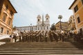 Panoramic view of the Spanish Steps on Piazza di Spagna in Rome Royalty Free Stock Photo