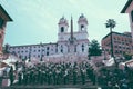 Panoramic view of the Spanish Steps on Piazza di Spagna in Rome Royalty Free Stock Photo