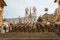 Panoramic view of the Spanish Steps on Piazza di Spagna in Rome Royalty Free Stock Photo