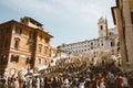 Panoramic view of the Spanish Steps on Piazza di Spagna in Rome Royalty Free Stock Photo