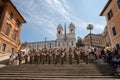 Panoramic view of the Spanish Steps on Piazza di Spagna in Rome Royalty Free Stock Photo