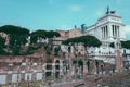 Panoramic view of temple of Venus Genetrix is ruined temple and forum of Caesar