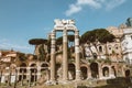 Panoramic view of temple of Venus Genetrix is ruined temple and forum of Caesar