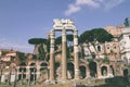 Panoramic view of temple of Venus Genetrix is ruined temple and forum of Caesar