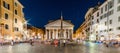 PANTHEON night view in Rome center. Italy