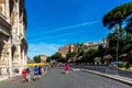 Rome, Italy - 24 June 2018: People at the entrance of the Roman Forum and the Great Roman Colosseum (Coliseum, Colosseo), also Royalty Free Stock Photo