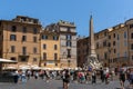 People in front of Fountain in front of Pantheon in city of Rome, Italy Royalty Free Stock Photo