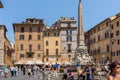 People in front of Fountain in front of Pantheon in city of Rome, Italy Royalty Free Stock Photo