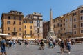 People in front of Fountain in front of Pantheon in city of Rome, Italy Royalty Free Stock Photo