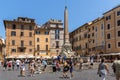 People in front of Fountain in front of Pantheon in city of Rome, Italy Royalty Free Stock Photo