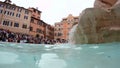 Rome, Italy 17 June 2016. People at the renovated Fontana di Trevi (water view).