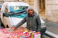 Rome Italy, June 20, 2017: Proposal of the seller of men on the street of Rome Royalty Free Stock Photo