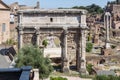 Ruins of Septimius Severus Arch and Roman Forum in city of Rome, Italy Royalty Free Stock Photo