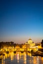 Sunset on Tiber river bridge with Vatican City - Rome, Italy Royalty Free Stock Photo