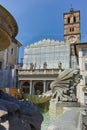 ROME, ITALY - JUNE 23, 2017: Sunset view of Basilica of Our Lady in Trastevere in Rome