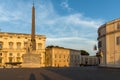 Sunset view of Obelisk and Palazzo della Consulta at Piazza del Quirinale in Rome, Italy Royalty Free Stock Photo