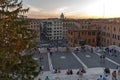 Sunset view of Spanish Steps and Piazza di Spagna in city of Rome, Italy Royalty Free Stock Photo