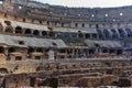 ROME, ITALY - JUNE 24, 2017: Tourists visiting inside part of Colosseum in city of Rome