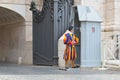 Rome, ITALY - JUNE 01: Vatican Swiss guard in Vatican, Rome, Italy on June 01, 2016 Royalty Free Stock Photo