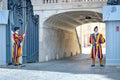 Rome, ITALY - JUNE 01: Vatican Swiss guard in Vatican, Rome, Italy on June 01, 2016 Royalty Free Stock Photo